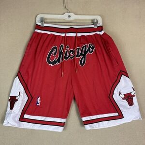 Just Don Short Mens L Red Chicago Bulls 1997-98‎ NBA Hardwood Classic Basketball